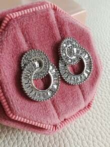 Shein - MOONSO Cubic Zirconia Decor Earrings
