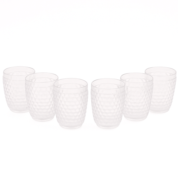 (Pack of 6) Shimmer Acrylic Glass – Premium Diamond-Cut Design Drinking Glasses