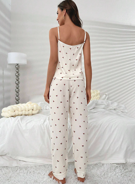 Shein - Cherry Print Cami Top & Pants PJ Set