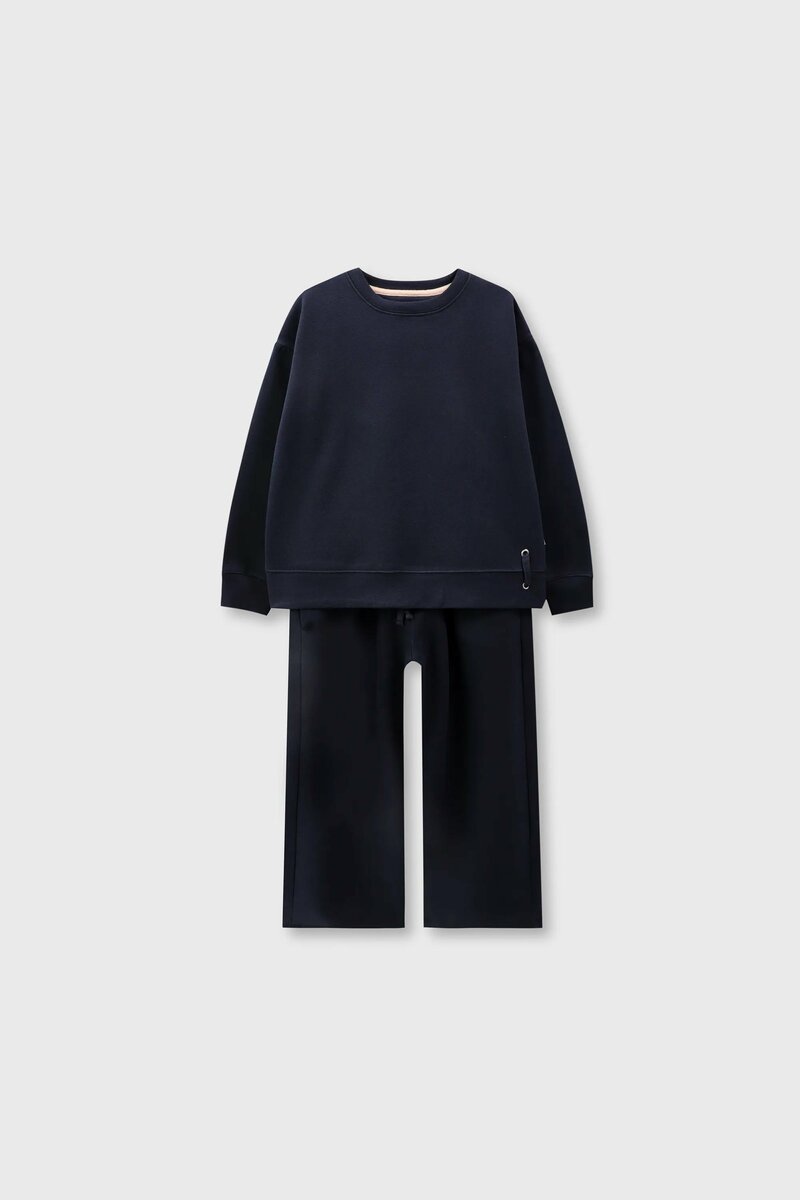 Girls Solid Blue Fleece Co-ord Set