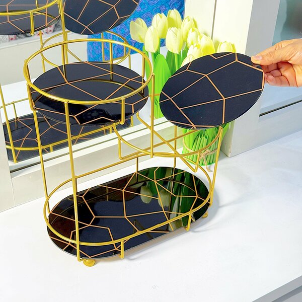 Home.co - 3 Tier Golden Vanity Stand (Random Color)