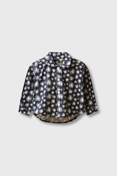 Navy Spark Flannel Top