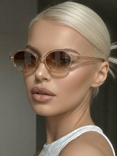 Shein - 1 Pair Women s Retro Oval PC Frame Fashion Glasses