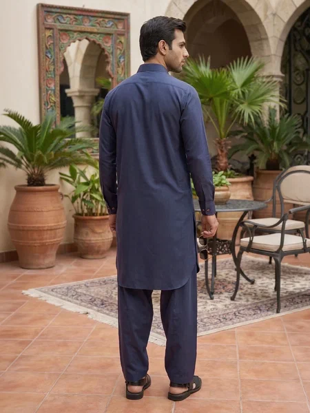 Navy Designer Shalwar Kameez (SK-750)