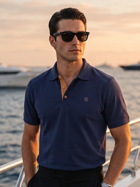 Navy Blue Designer Polo T-Shirt (POLO-1233)