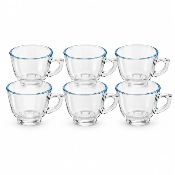 6Pcs Clear Glass Cup Set 240ml | Tea & Coffee Cups