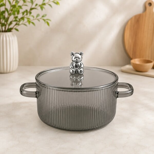 1600ML Glass Cooking Pot with Lid | Glass Cooking Pot