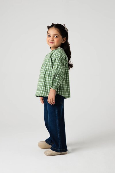 Evergreen Lace Check Flannel Top