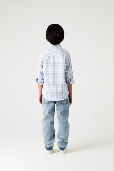 Boys White Sky Grid Shirt