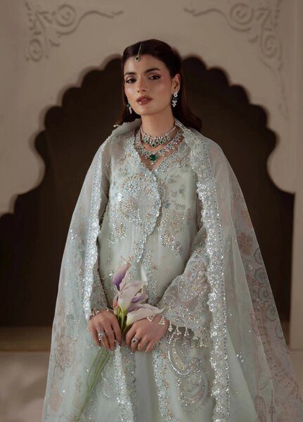 Ember by Aylin Unstitched Embroidered Organza 3 Piece Suit AY26UEW Celeste - Wedding Collection