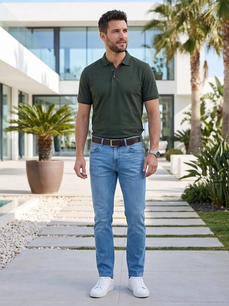 Dark Green Contrast Tipping Polo T-Shirt (POLO-1288)