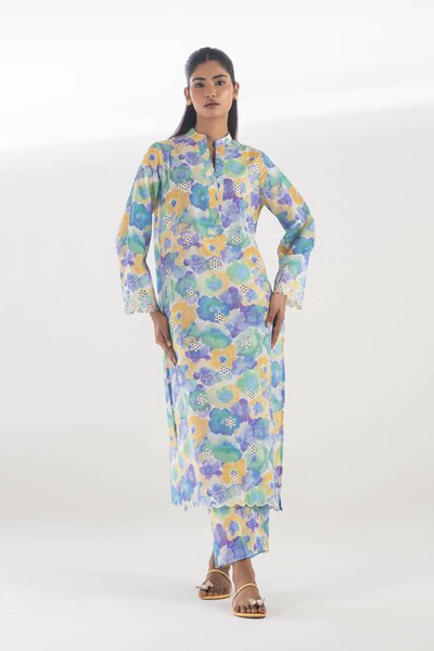 Stitched Embroidered Lawn Culotte