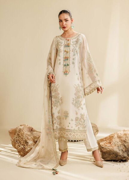 Sireine by Alizeh Fashion Unstitched Embroidered Chiffon 3 Piece Suit AF26UCS AF-CH-2289-CLOUD - Festive Collection