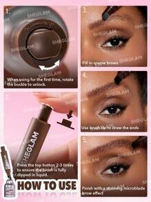Shein Sheglam - Brow-Fection Angled Brush & Dip-Chocolate Hair-Like Strokes Liquid Eyebrow Gel Pen Taupe