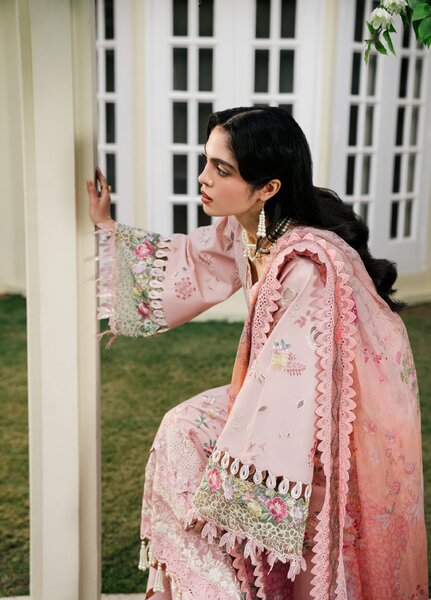 Camelia by Sundas Ahad Unstitched Embroidered Luxury Lawn 3 Piece Suit SNA26UC EL-06 Baby Pink - Festive Collection