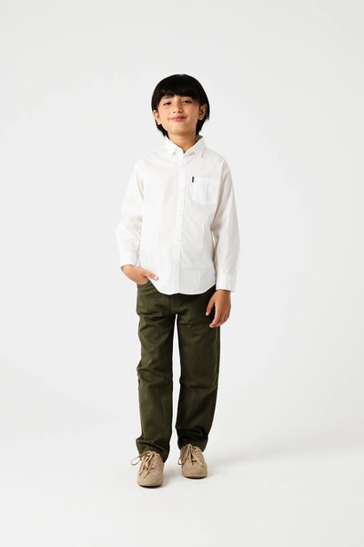 Boys Solid White Cotton Shirt