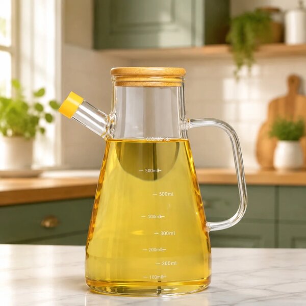Oil Jug with Lid & Pouring Spout – Kitchen Oil Dispenser for Cooking & Everyday Use