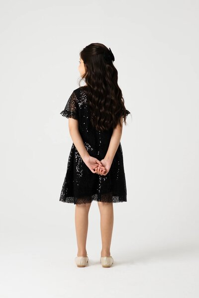 Black Sequin A-Line Dress