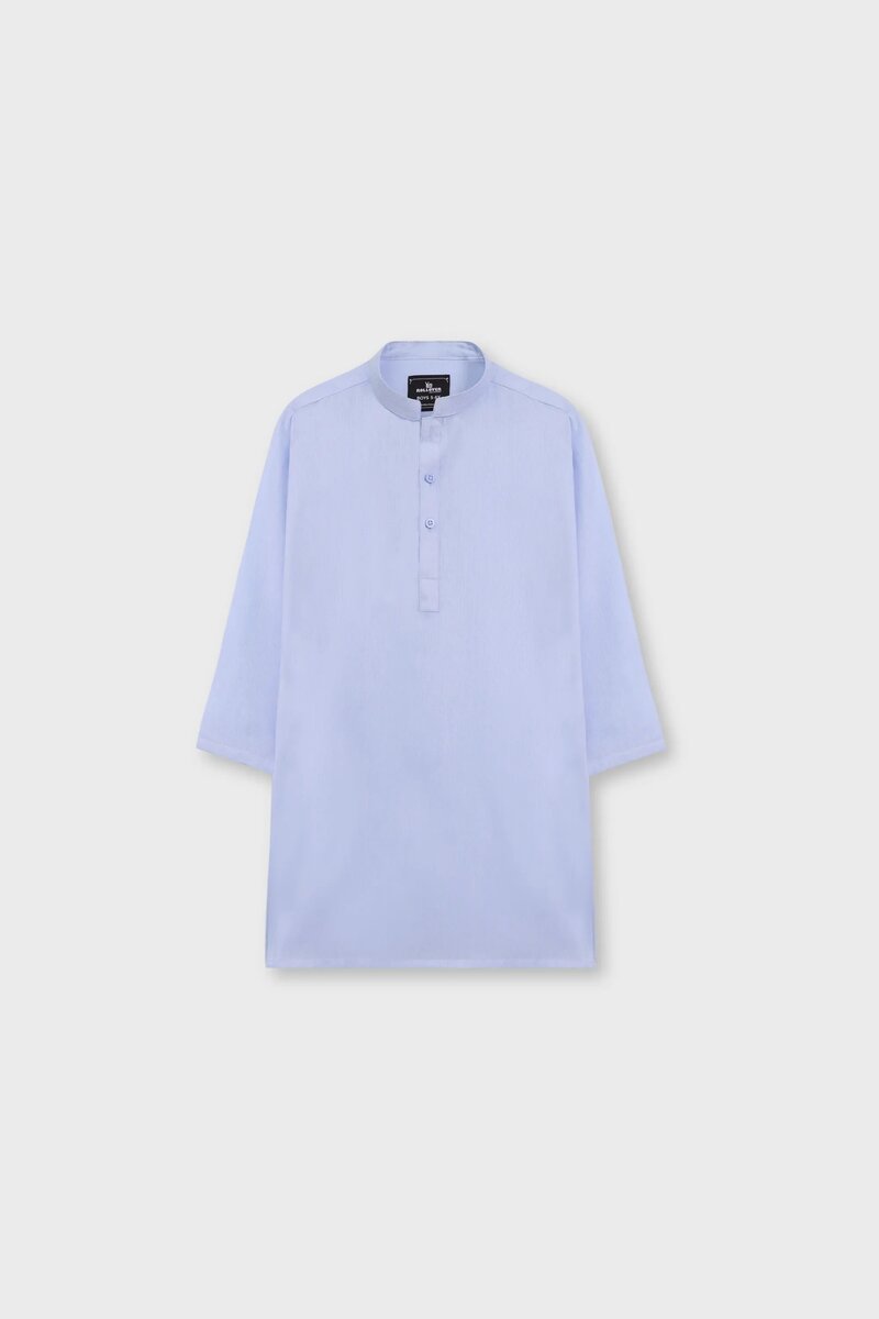 Boys Sky Blue Jacquard Cotton Kurta