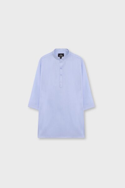 Boys Sky Blue Jacquard Cotton Kurta