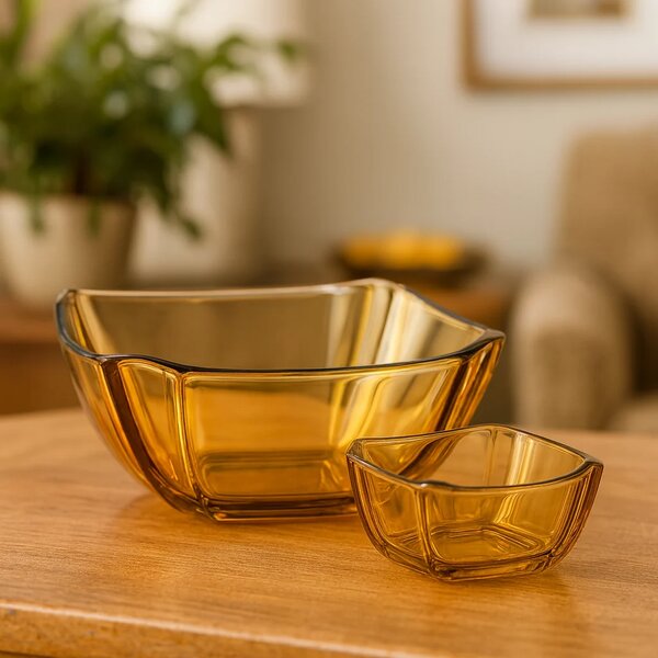 Iridescent Square-Cut 7-Piece Fruit Bowl Set – Silver, Gold & Black  Colour Options (200/105 mml)