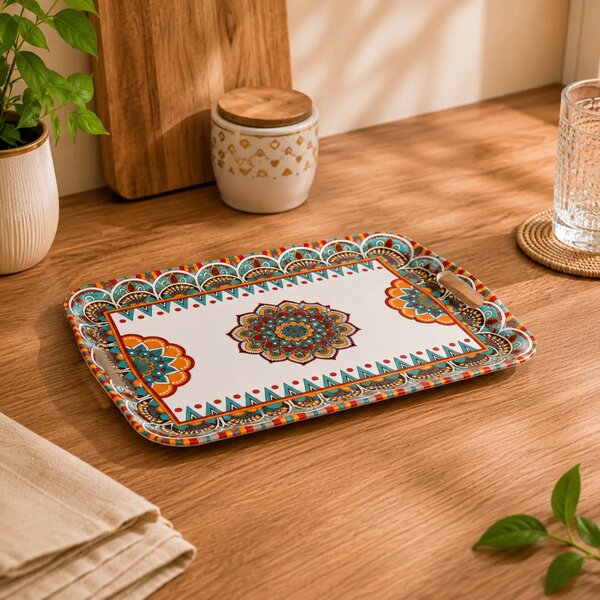 Oriental Flower Sky Serving Tray