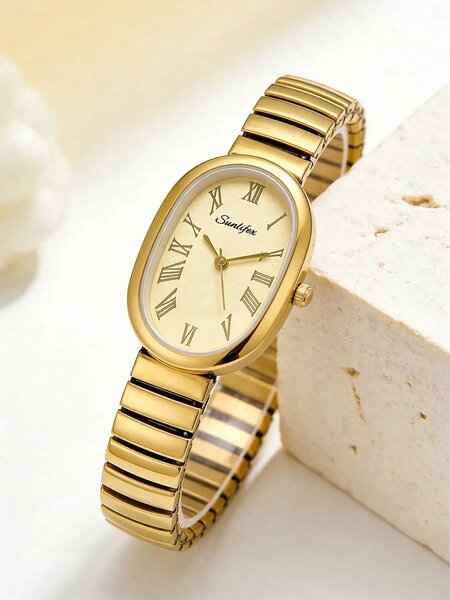 Shein - 1pc Unique Elegant Prominent Snake Head Dial Women's Watch -  Gold | White Dial