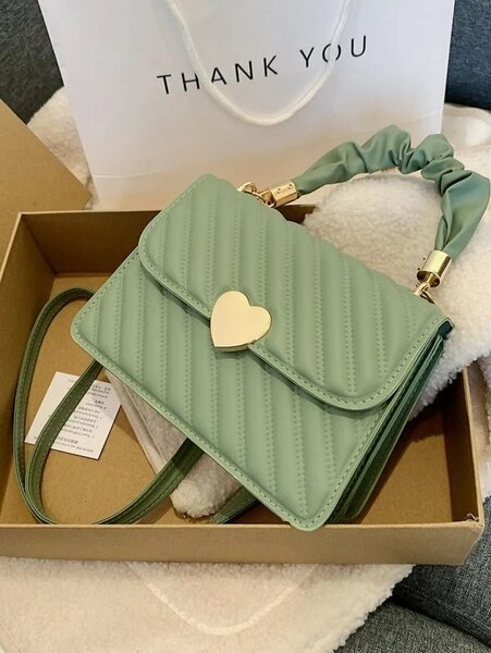 Shein - Square Bag. Push-Button Heart Embellishment