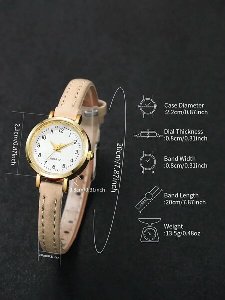 Shein - 1pc Women's Elegant Minimalist Small Dial Quartz Wrist Watch, Fashion & Chic (Watch Box Not Included)