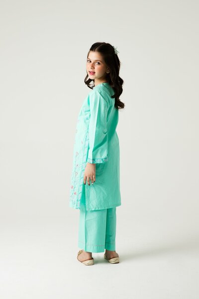 Light Green Delicate Embroidered Kurta Set - 2pc