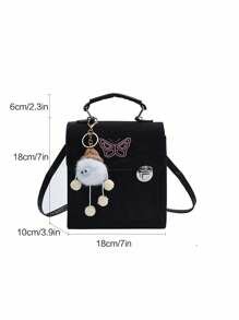 Shein - 1pc Simple Butterfly Decor Flip Backpack Shoulder Bag Multi-Function Crossbody Bag Suitable For Women Daily Use