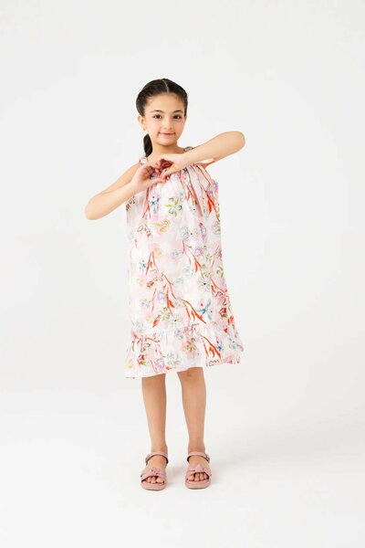 Happy Sketch Frill Dress