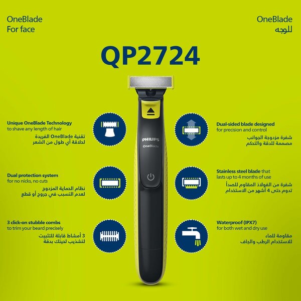 Philips Oneblade Face Qp2724/10, 2 Years Warranty