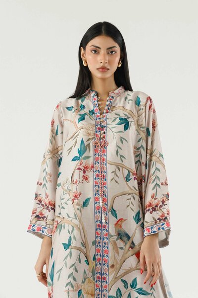 Stitched Printed Satin Shirt + Culotte