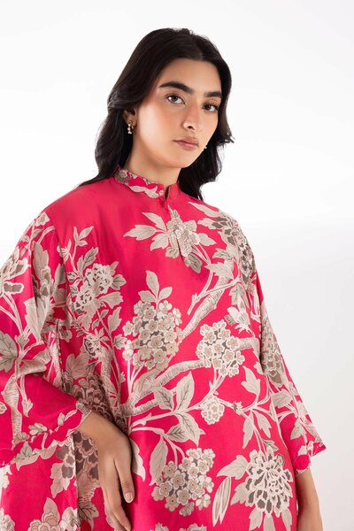 Stitched Printed Satin Shirt + Boot Pants