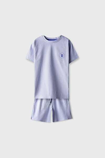 Boys Indigo Badge Solid Co-ord Set