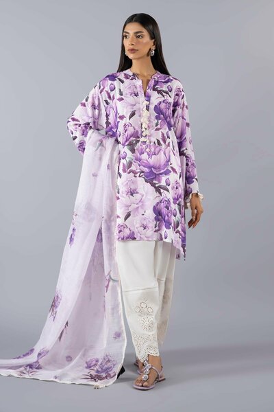 Stitched Printed Satin Shirt