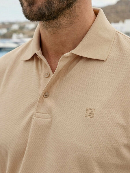 Oatmeal Textured Popcorn Polo T-Shirt (POLO-1241)