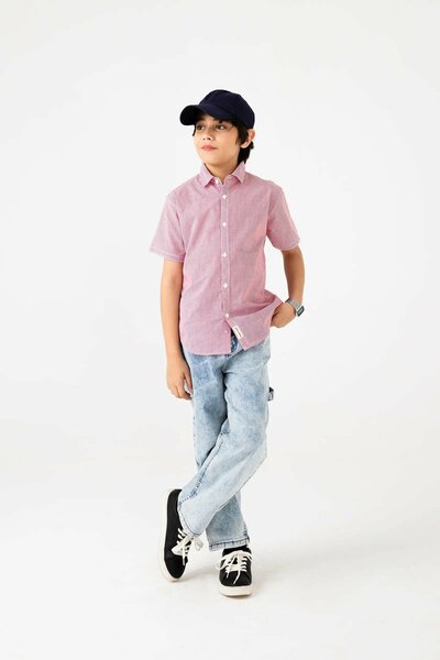 Boys Red Stripe Casual Shirt