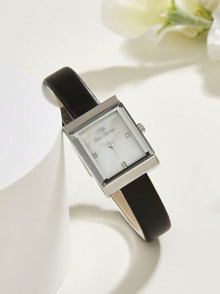 Shein - 1pc Women's Classic Silver-Tone Minimalist Leisure Quartz Watch With Shell Surface Design, Suitable For Daily Work And Life