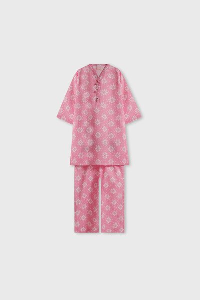 Delighted Pink Printed Kurta Set - 2pc