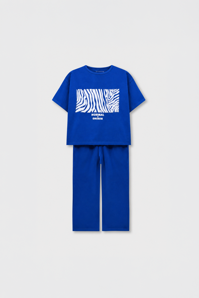 Bright Blue Graphic Jersey Co-ord Set