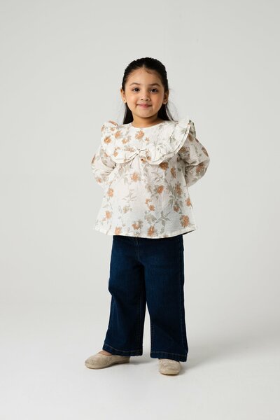 Autumn Petal Printed Cotton Top