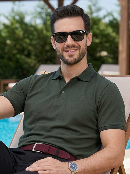 Dark Green Contrast Tipping Polo T-Shirt (POLO-1272)