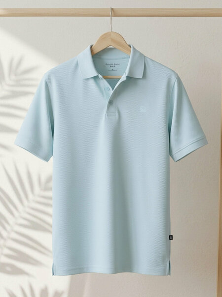 Blue Textured Popcorn Polo T-Shirt (POLO-1240)