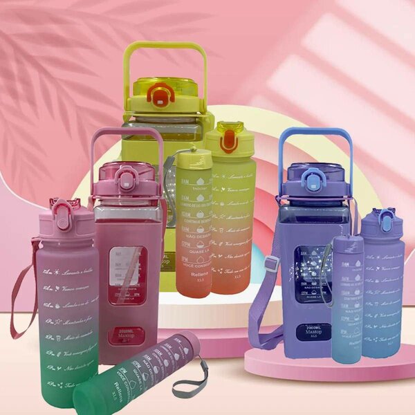 Home.Co - 3 Pcs Square Shaped Water Bottle (Random Color)