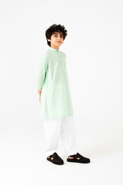 Boys Pistachio Green Cotton Kurta