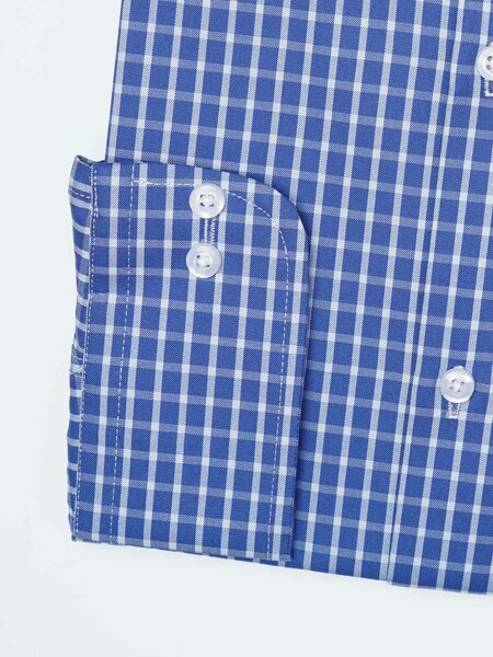 White & Blue Checkered, Elite Edition, Cutaway Collar Men’s Formal Shirt (FS-2711)