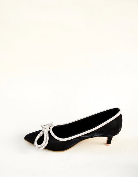Jack Jees Diamante Bow Heels Black