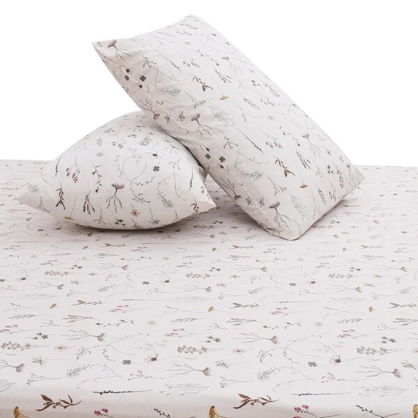 Floral Textures Double Bed Sheet with Pillow Covers – 96x102 Inches